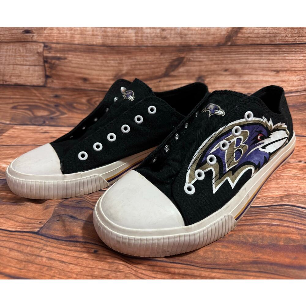 BALTIMORE RAVENS NFL Men's Low Top Big Logo Canvas Shoes Size 9